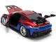 Porsche 911 GT3 RS 992 Red and Blue with Graphics and Spider Man Diecast Figure Marvel Spider Man Hollywood Rides Series 1/24 Diecast Model Car Jada 37442 Porsche 911 GT3 RS 992 Red and Blue with Graphics and Spider Man Diecast Figure Marvel Spider Man Hollywood Rides Series 1/24 Diecast Model Car Jada 37442