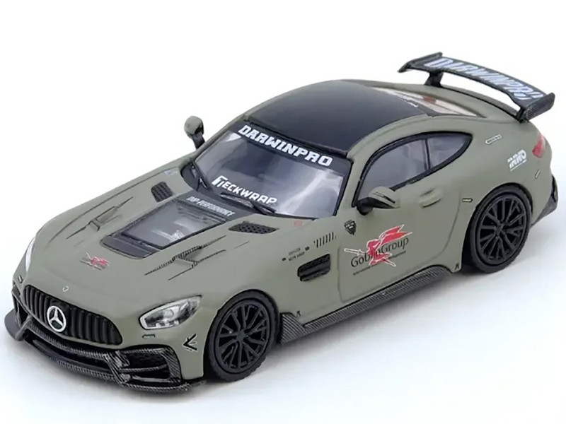 DarwinPRO iMP Performance AMG GT Goblin Group Matt Green with Black Top 1/64 Diecast Model Car Inno Models IN64-AMGGT-DP01