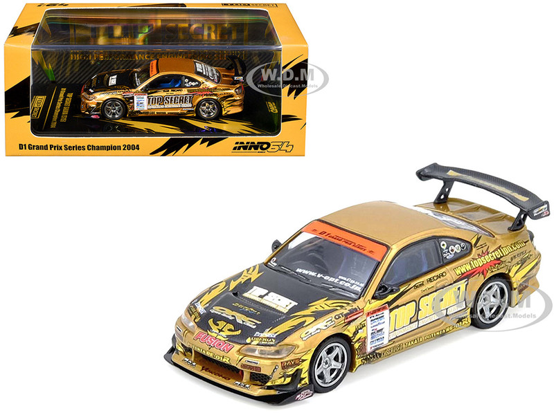 Nissan Top Secret Silvia S15 RHD Right Hand Drive Ryuji Miki Champion D1 Grand Prix 2004 1/64 Diecast Model Car Inno Models IN64-S15TS-D104