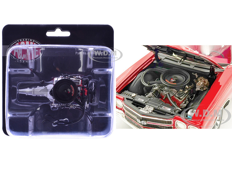454 LS6 Engine and Transmission Replica from 1970 Chevrolet Chevelle SS 1/18 Model ACME A1805530E
