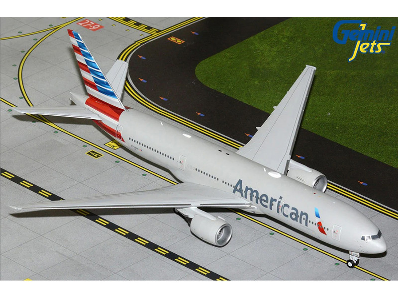 Boeing 777 200ER Commercial Aircraft American Airlines N788AN Silver with Striped Tail Gemini 200 Series 1/200 Diecast Model Airplane GeminiJets G2AAL1414
