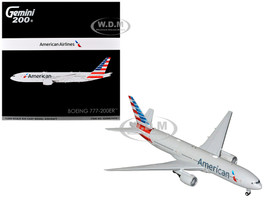 Boeing 777 200ER Commercial Aircraft American Airlines N788AN Silver with Striped Tail Gemini 200 Series 1/200 Diecast Model Airplane GeminiJets G2AAL1414
