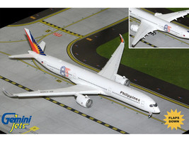 Airbus A350 1000 Commercial Aircraft with Flaps Down Philippine Airlines RP C3510 White with Tail Graphics Gemini 200 Series 1/200 Diecast Model Airplane GeminiJets G2PAL1498F
