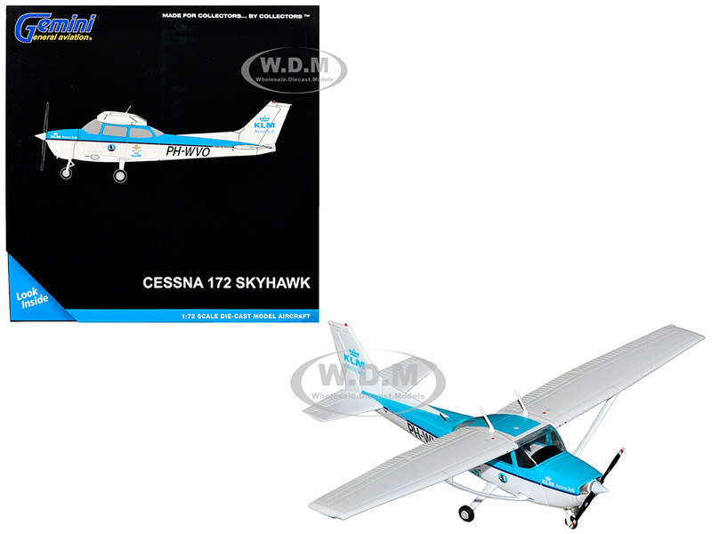 Cessna 172 Skyhawk Aircraft KLM Aeroclub PH WVO Light Blue and White Gemini General Aviation Series 1/72 Diecast Model Airplane GeminiJets GGCES019