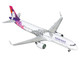 Airbus A321neo Commercial Aircraft Hawaiian Airlines N209HA White with Purple Tail Graphics 1/400 Diecast Model Airplane GeminiJets GJHAL2415