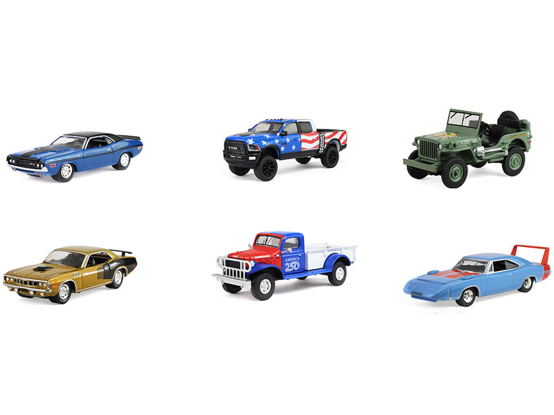 Anniversary Collection Series 18 Set of 6 pieces America 250 Edition 1/64 Diecast Model Cars Greenlight 28180SET