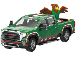 2022 GMC Sierra 3500 HD Pickup Truck Green with Mexican Soccer Graphics with Eagle Figure International Soccer Celebration 26 Series 1/64 Diecast Model Car Greenlight GL30589