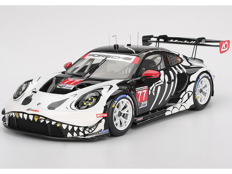 Porsche 911 GT3 R #77 Klaus Bachler Laurin Heinrich Michael Christensen AO Racing Skeleton Rexy GTD Pro IMSA Petit Le Mans 2025 1/18 Model Car Top Speed TS0651