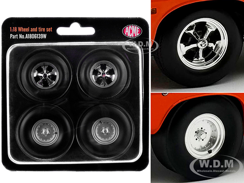 Centerline Keystone Wheel and Tire Set of 4 pieces from 1970 Plymouth HEMI Cuda for 1/18 Scale Models ACME A1806139W
