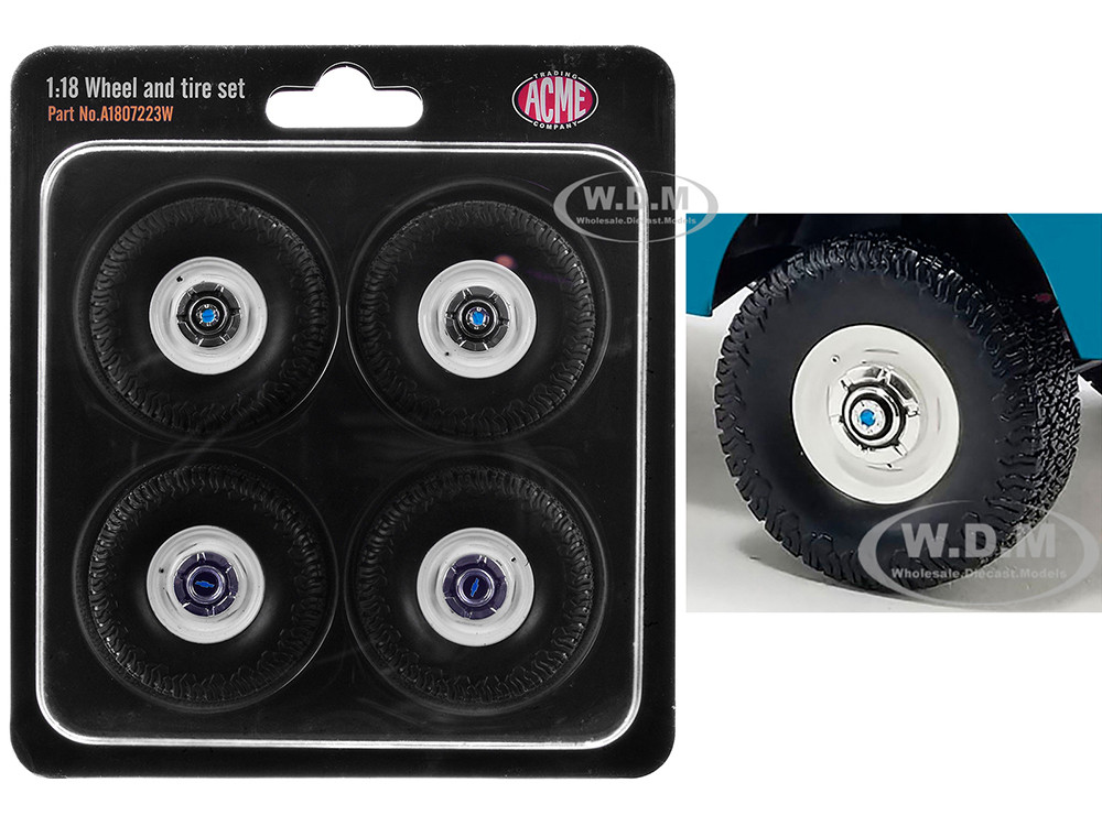 "35 Inch Offroad" Wheel and Tire Set of 4 pieces from 1967 Chevrolet K-10 Pickup Truck for 1/18 Scale Models by ACME