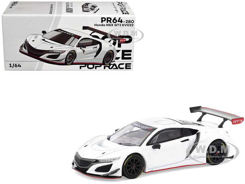 Honda NSX GT3 EVO22 White 1/64 Diecast Model Car Pop Race PR640280