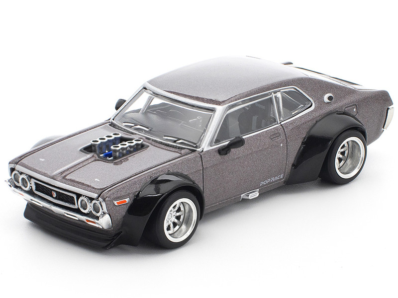 Datsun Laurel C130 RHD Right Hand Drive Gray Metallic 1/64 Diecast Model Car Pop Race PR640304