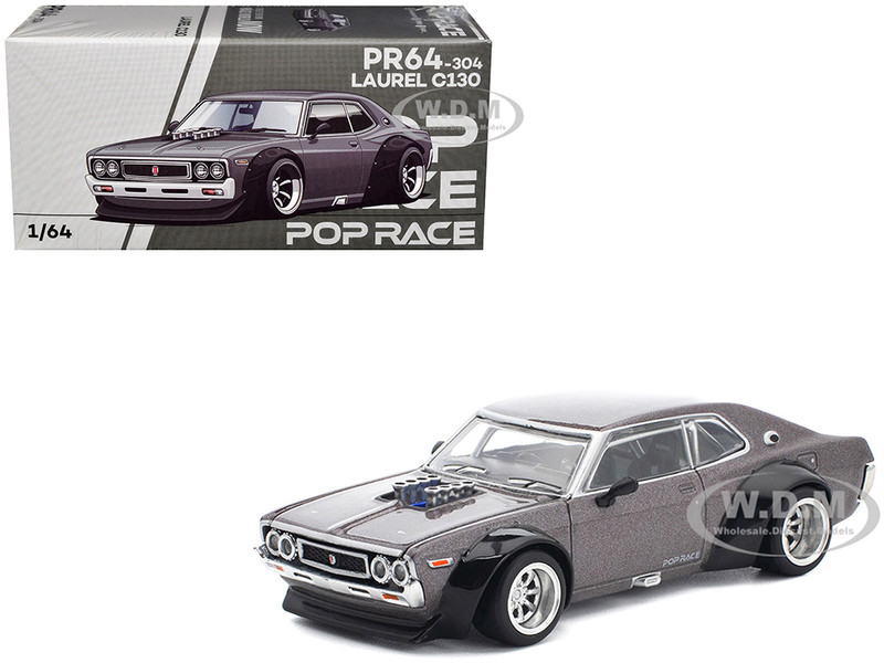 Datsun Laurel C130 RHD Right Hand Drive Gray Metallic 1/64 Diecast Model Car Pop Race PR640304
