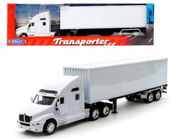 Kenworth T2000 Truck White with White Container Transporter Series 1/32 Diecast Model Welly 32211W-WHW