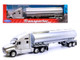 Kenworth T2000 Truck Silver Metallic with Silver Tanker Trailer Transporter Series 1/32 Diecast Model Welly 32212W-SIL Kenworth T2000 Truck Silver Metallic with Silver Tanker Trailer Transporter Series 1/32 Diecast Model Welly 32212W-SIL