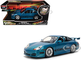 Porsche 911 GT3 RS 996 Blue Color Brush Finish Fast Five 2011 Movie 25 Years of Fast & Furious Series 1/24 Diecast Model Car Jada 37819