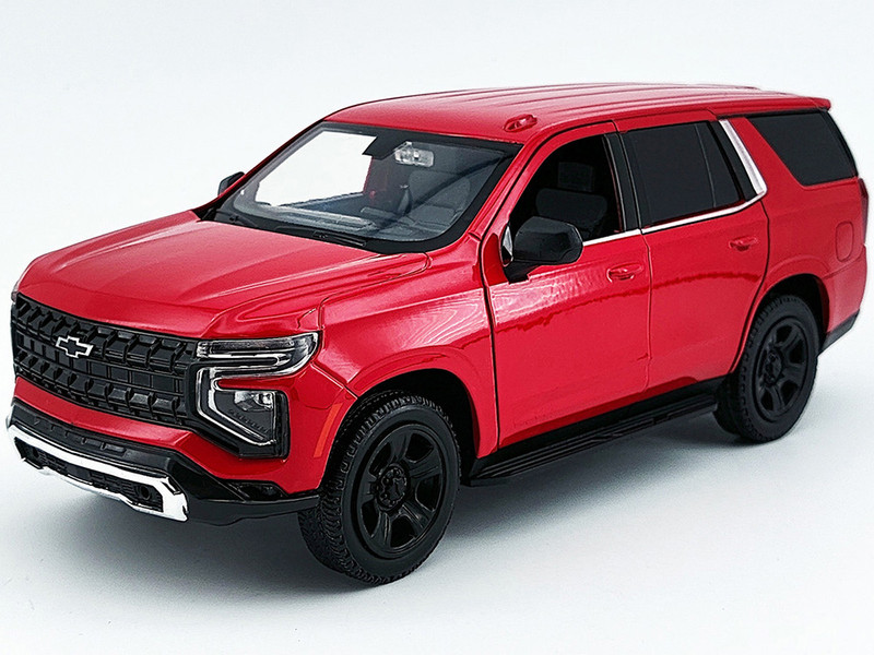 2025 Chevrolet Tahoe PPV Red Custom Builder s Kit  Law Enforcement and Public Service Series 1/24 Diecast Model Car Motormax 76816-BB-R