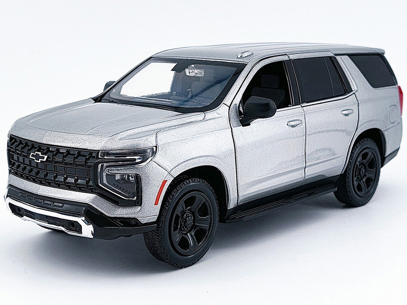 2025 Chevrolet Tahoe PPV Silver Metallic Custom Builder s Kit Law Enforcement and Public Service Series 1/24 Diecast Model Car Motormax 76816-BB-SIL