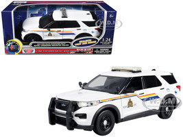 2022 Ford Police Interceptor Utility White Royal Canadian Mounted Police RCMP with Flashing Light Bar and Front and Rear Lights and Sounds 1/24 Diecast Model Car Motormax 79549W