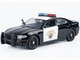 2023 Dodge Charger Pursuit Police Car California Highway Patrol CHP Black and White with Flashing Light Bar and Front and Rear Lights and Sounds 1/24 Diecast Model Car Motormax 79625