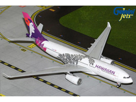 Airbus A330 200 Commercial Aircraft Hawaiian Airlines N360HA White with Purple Tail Graphics Gemini 200 Series 1/200 Diecast Model Airplane GeminiJets G2HAL1504