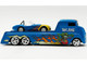 Shelby Cobra Super Snake Blue Metallic with Flames and Custom Rat Fink Hauler Blue Metallic with Flames and Graphics 1/64 Diecast Model Car ACME SC64006