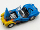 Shelby Cobra Super Snake Blue Metallic with Flames and Custom Rat Fink Hauler Blue Metallic with Flames and Graphics 1/64 Diecast Model Car ACME SC64006