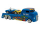 Shelby Cobra Super Snake Blue Metallic with Flames and Custom Rat Fink Hauler Blue Metallic with Flames and Graphics 1/64 Diecast Model Car ACME SC64006 Shelby Cobra Super Snake Blue Metallic with Flames and Custom Rat Fink Hauler Blue Metallic with Flames and Graphics 1/64 Diecast Model Car ACME SC64006