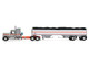 Peterbilt 589 with 58 Mid Roof Sleeper and 50 Wilson Pacesetter Grain Trailer Silver Metallic with Orange Stripes 1/64 Diecast Model DCP/First Gear 60-2173 Peterbilt 589 with 58 Mid Roof Sleeper and 50 Wilson Pacesetter Grain Trailer Silver Metallic with Orange Stripes 1/64 Diecast Model DCP/First Gear 60-2173