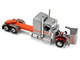 Peterbilt 589 with 58 Mid Roof Sleeper and 50 Wilson Pacesetter Grain Trailer Silver Metallic with Orange Stripes 1/64 Diecast Model DCP/First Gear 60-2173 Peterbilt 589 with 58 Mid Roof Sleeper and 50 Wilson Pacesetter Grain Trailer Silver Metallic with Orange Stripes 1/64 Diecast Model DCP/First Gear 60-2173