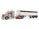 Peterbilt 589 with 58 Mid Roof Sleeper and 50 Wilson Pacesetter Grain Trailer Silver Metallic with Orange Stripes 1/64 Diecast Model DCP/First Gear 60-2173 Peterbilt 589 with 58 Mid Roof Sleeper and 50 Wilson Pacesetter Grain Trailer Silver Metallic with Orange Stripes 1/64 Diecast Model DCP/First Gear 60-2173