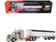 Peterbilt 589 with 58 Mid Roof Sleeper and 50 Wilson Pacesetter Grain Trailer Silver Metallic with Orange Stripes 1/64 Diecast Model DCP/First Gear 60-2173 Peterbilt 589 with 58 Mid Roof Sleeper and 50 Wilson Pacesetter Grain Trailer Silver Metallic with Orange Stripes 1/64 Diecast Model DCP/First Gear 60-2173