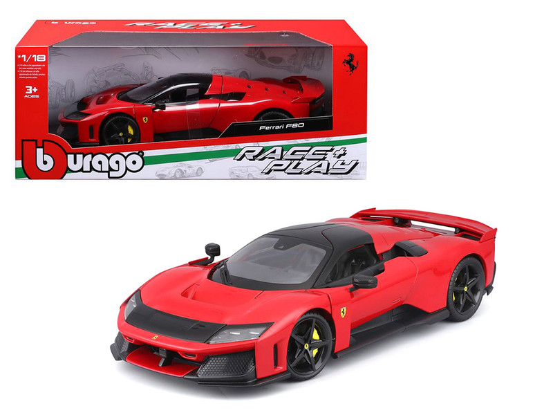 Ferrari F80 Red with Black Top Race Play Series 1/18 Diecast Model Car Bburago 16022RD