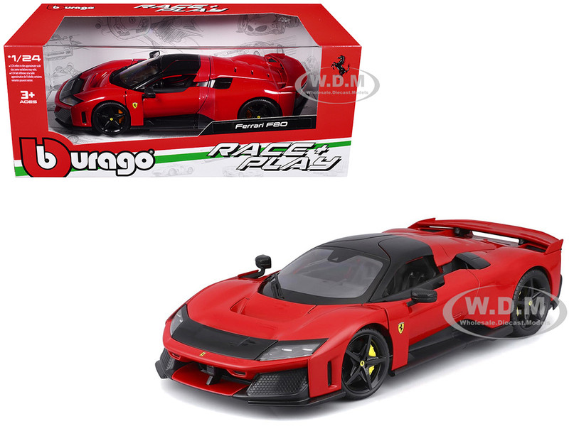 Ferrari F80 Red with Black Top Race Play Series 1/24 Diecast Model Car Bburago 26034RD