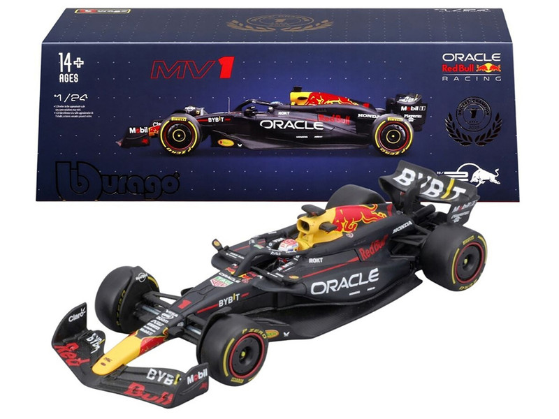 Red Bull Racing RB20 #1 Max Verstappen Oracle Winner Formula One F1 Championship Drivers Champion 2024 with Display Case 1/24 Diecast Model Car Bburago 28056MV