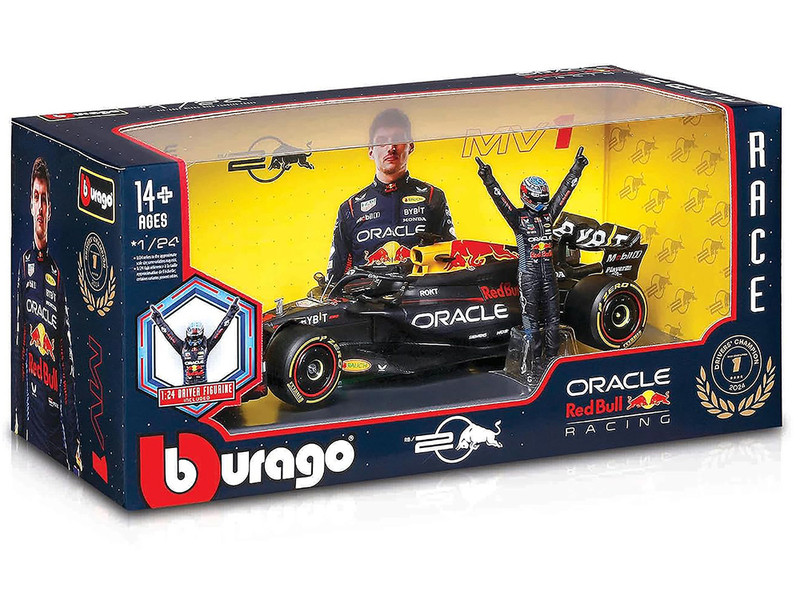 Red Bull Racing RB20 #1 Max Verstappen Oracle Winner Formula One F1 Championship Drivers Champion 2024 with Driver Figure 1/24 Diecast Model Car Bburago 28060MV