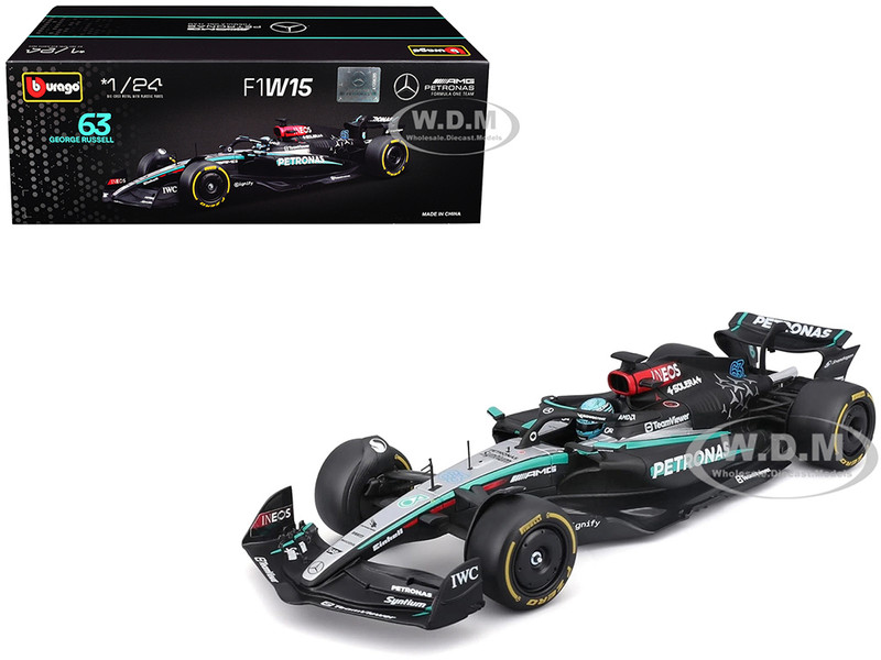 Mercedes AMG F1 W15 E Performance #63 George Russell Petronas Formula One F1 World Championship 2024 1/24 Diecast Model Car Bburago 28063GR