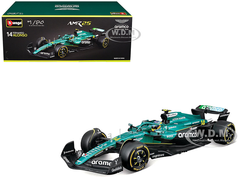 Aston Martin AMR25 #14 Fernando Alonso Aramco Formula One F1 World Championship 2025 1/24 Diecast Model Car Bburago 28070FA