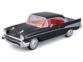 1957 Chevrolet Bel Air Coupe Black with Red Interior Special Edition Series 1/18 Diecast Model Car Maisto 31477BK