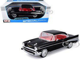 1957 Chevrolet Bel Air Coupe Black with Red Interior Special Edition Series 1/18 Diecast Model Car Maisto 31477BK