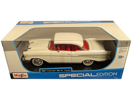 1957 Chevrolet Bel Air Coupe White with Red Interior Special Edition Series 1/18 Diecast Model Car Maisto 31477