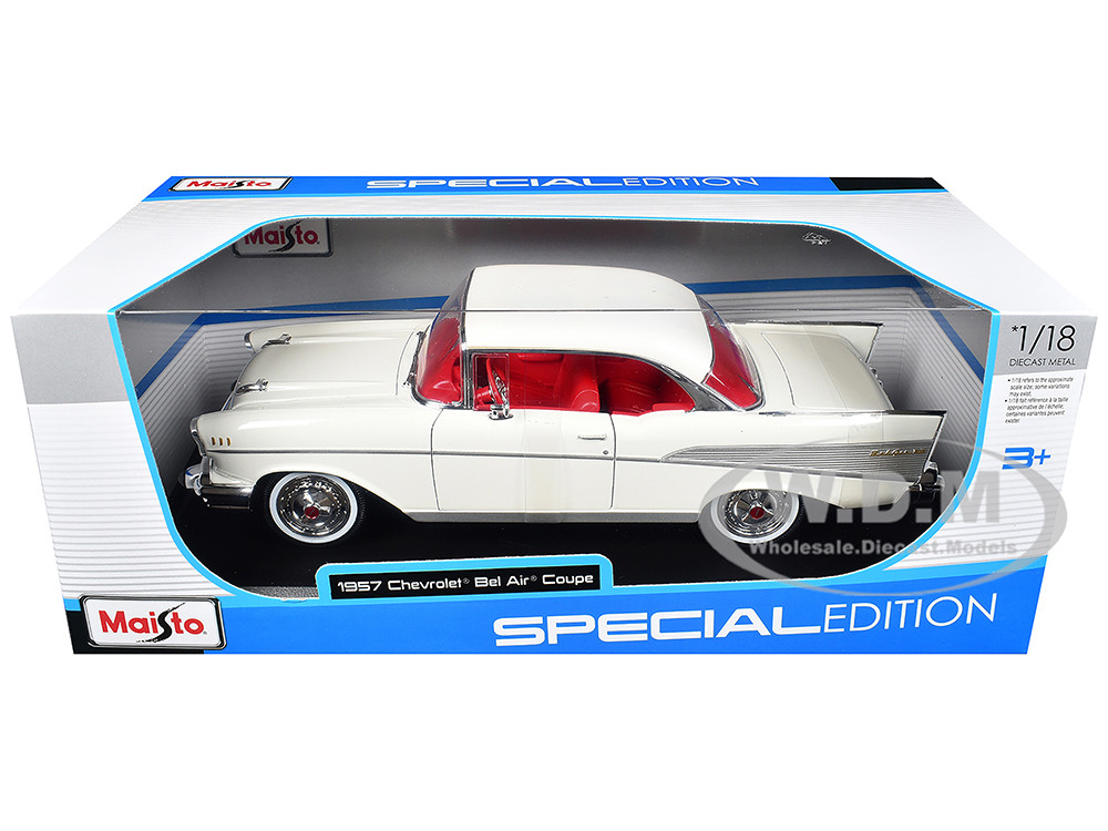 1957 Chevrolet Bel Air Coupe White with Red Interior 