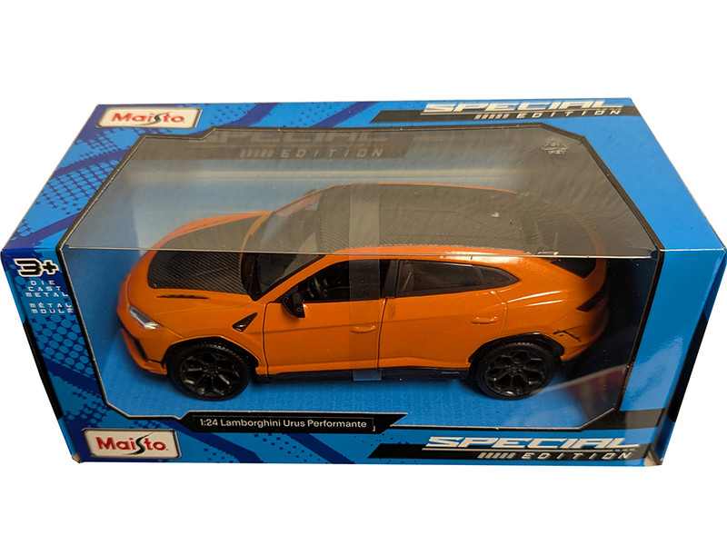 Lamborghini Urus Performante Orange Metallic with Carbon Hood and Top Special Edition Series 1/24 Diecast Model Car Maisto 32928OR