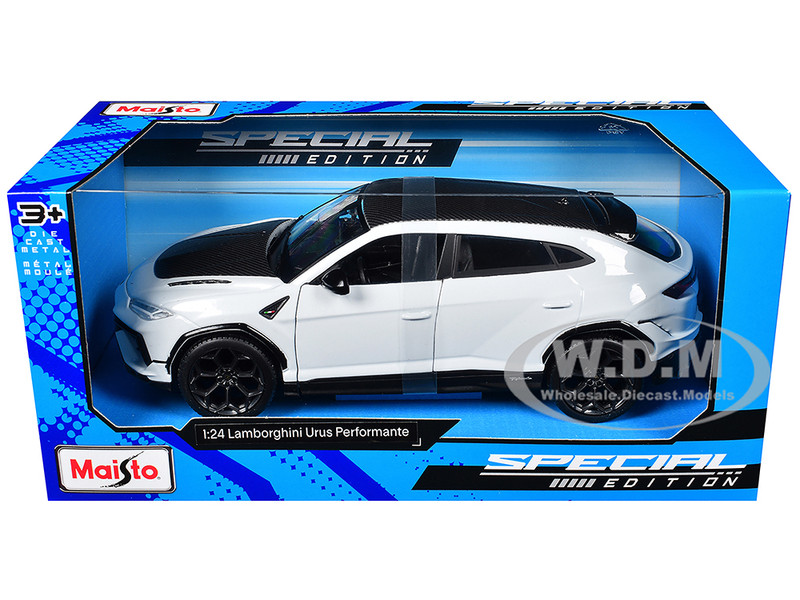 Lamborghini Urus Performante White Metallic with Carbon Hood and Top Special Edition Series 1/24 Diecast Model Car Maisto 32928W