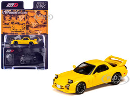 Mazda RX 7 FD3S RHD Right Hand Drive Yellow Initial D 1995 2013 Manga Diorama Set Series 1/64 Diecast Model Car Hobby Japan HJDMD002B