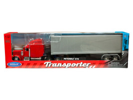 Peterbilt 379 Truck Red with Silver Container Transporter Series 1/32 Diecast Model Welly 39941W-RD