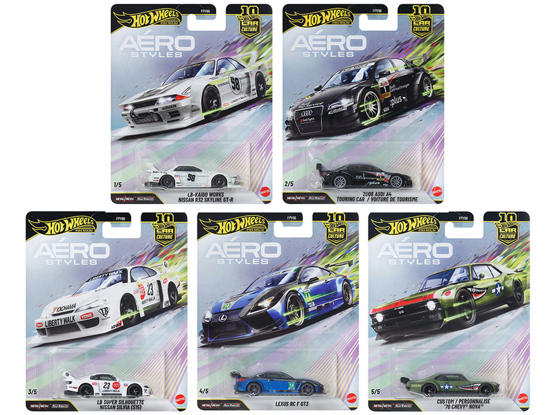 Aero Styles 5 piece Set Car Culture 10th Anniversary 2026 Series U Diecast Model Cars Hot Wheels FPY86-961U
