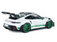 2024 Porsche 911 GT3 RS Tribute to Carrera RS Package White with Carbon Hood Stripes and Top and Green Side Stripes and Wheels 1/18 Diecast Model Car Solido S1812107 2024 Porsche 911 GT3 RS Tribute to Carrera RS Package White with Carbon Hood Stripes and Top and Green Side Stripes and Wheels 1/18 Diecast Model Car Solido S1812107