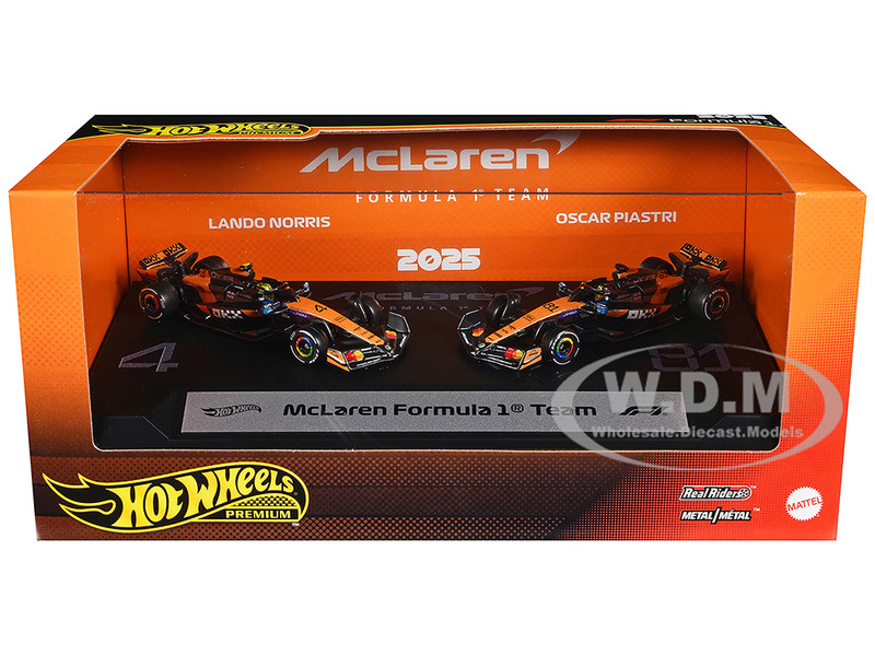 McLaren Formula 1 Team Formula One F1 World Championship 2025 2 Piece Set Diecast Model Cars Hot Wheels JMM91
