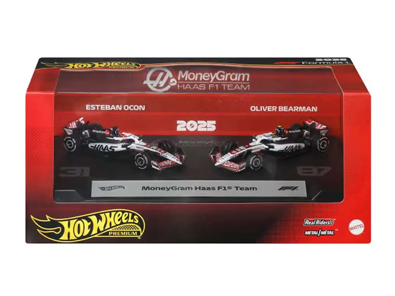 MoneyGram Haas F1 Team Formula One F1 World Championship 2025 2 Piece Set Diecast Model Cars Hot Wheels JMM97